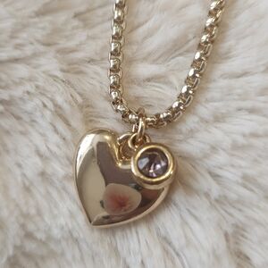 Sweet Gold Heart Pendant Necklace With Lavender Stone